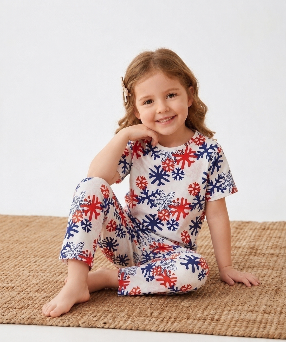 White Printed Kids Night Suit