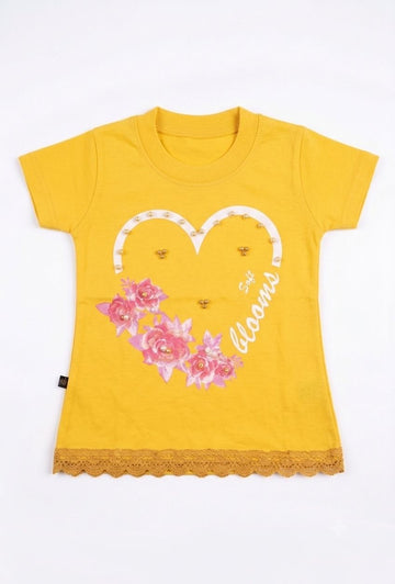 Girls T Shirt Yellow (Heart Design)