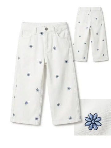 Girls Wide Leg White Embroidered PantsApna Bacha (اپنا بچہ)1