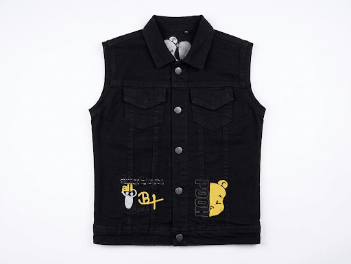 Kids Black Denim Vest – Bear EmbroideryApna Bacha (اپنا بچہ)3-4 years