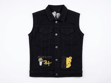 Kids Black Denim Vest – Bear EmbroideryApna Bacha (اپنا بچہ)3-4 years