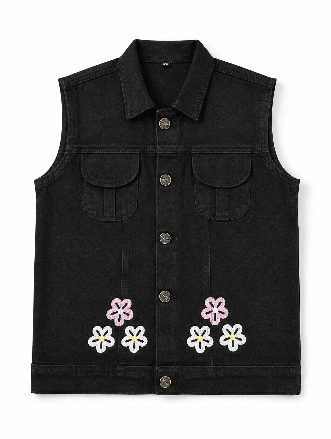 Kids Black Denim Vest – Floral EmbroideryApna Bacha (اپنا بچہ)3-4 years
