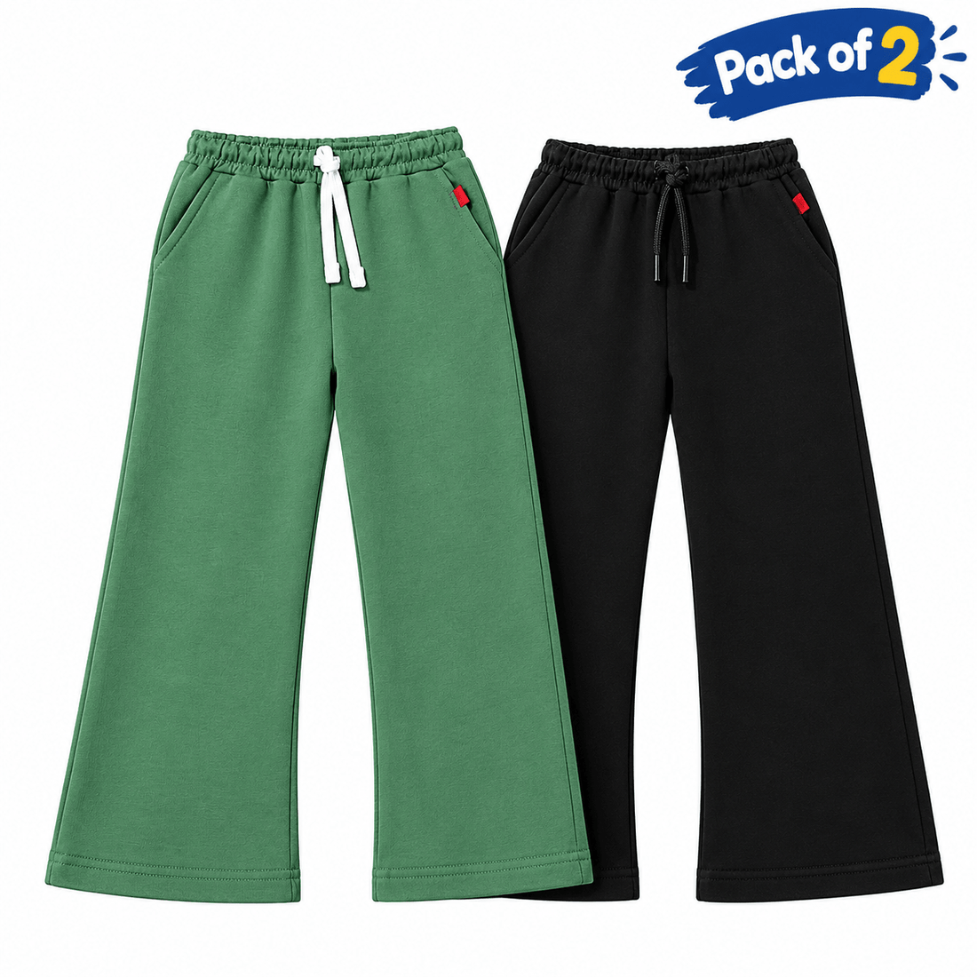 Kids Fleece Wide Leg Trousers (Navy+D-Green)Apna Bacha (اپنا بچہ)5-6 years