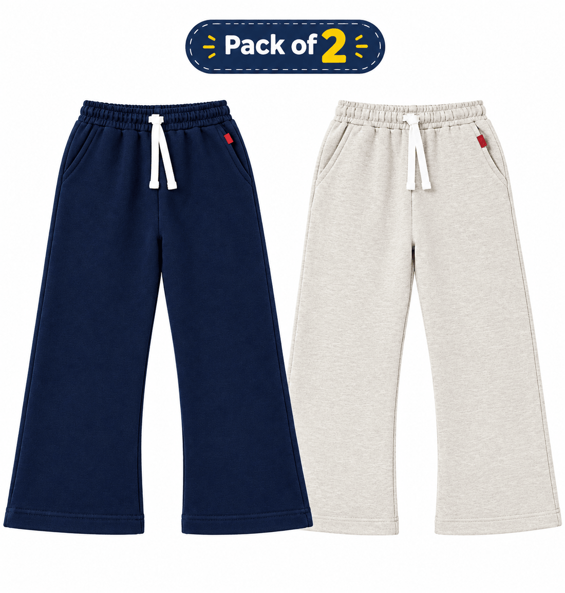 Kids Fleece Wide Leg Trousers (Navy+off-white)Apna Bacha (اپنا بچہ)5-6 years