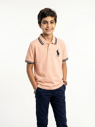 Kids Light Peach Polo Shirt