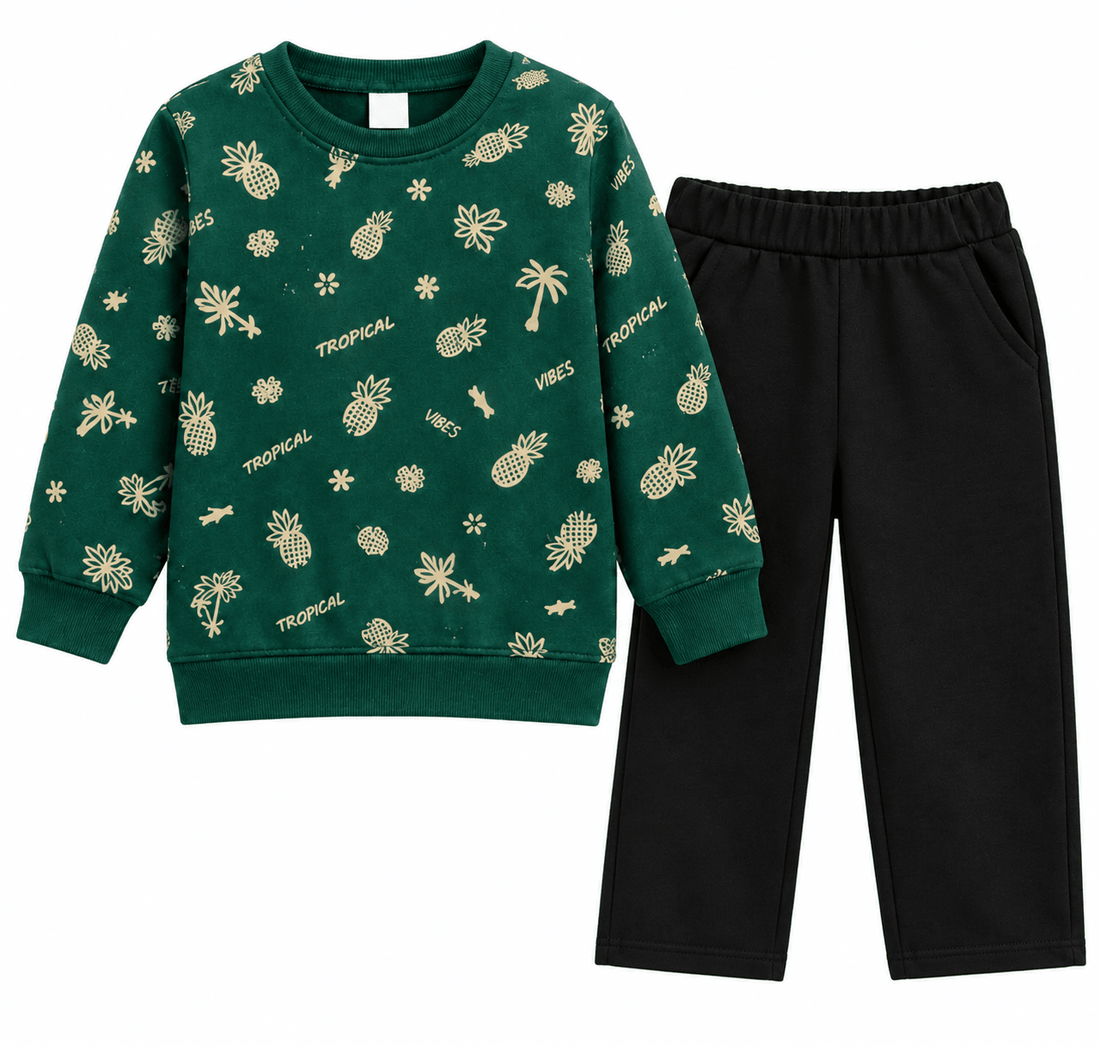 Kids Winter Tracksuit Green Fabric Pineapple printApna Bacha (اپنا بچہ)1 Years