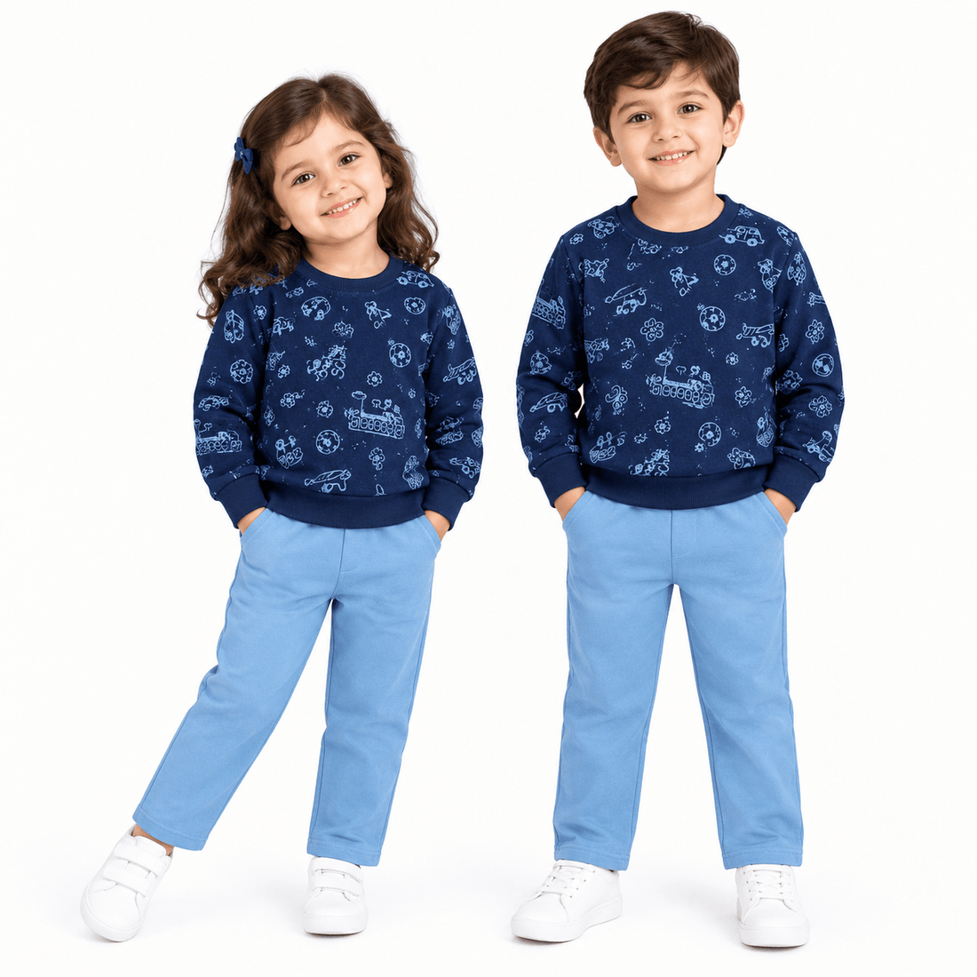 Kids Winter Tracksuit Navy Fabric Car PrintApna Bacha (اپنا بچہ)1 Years