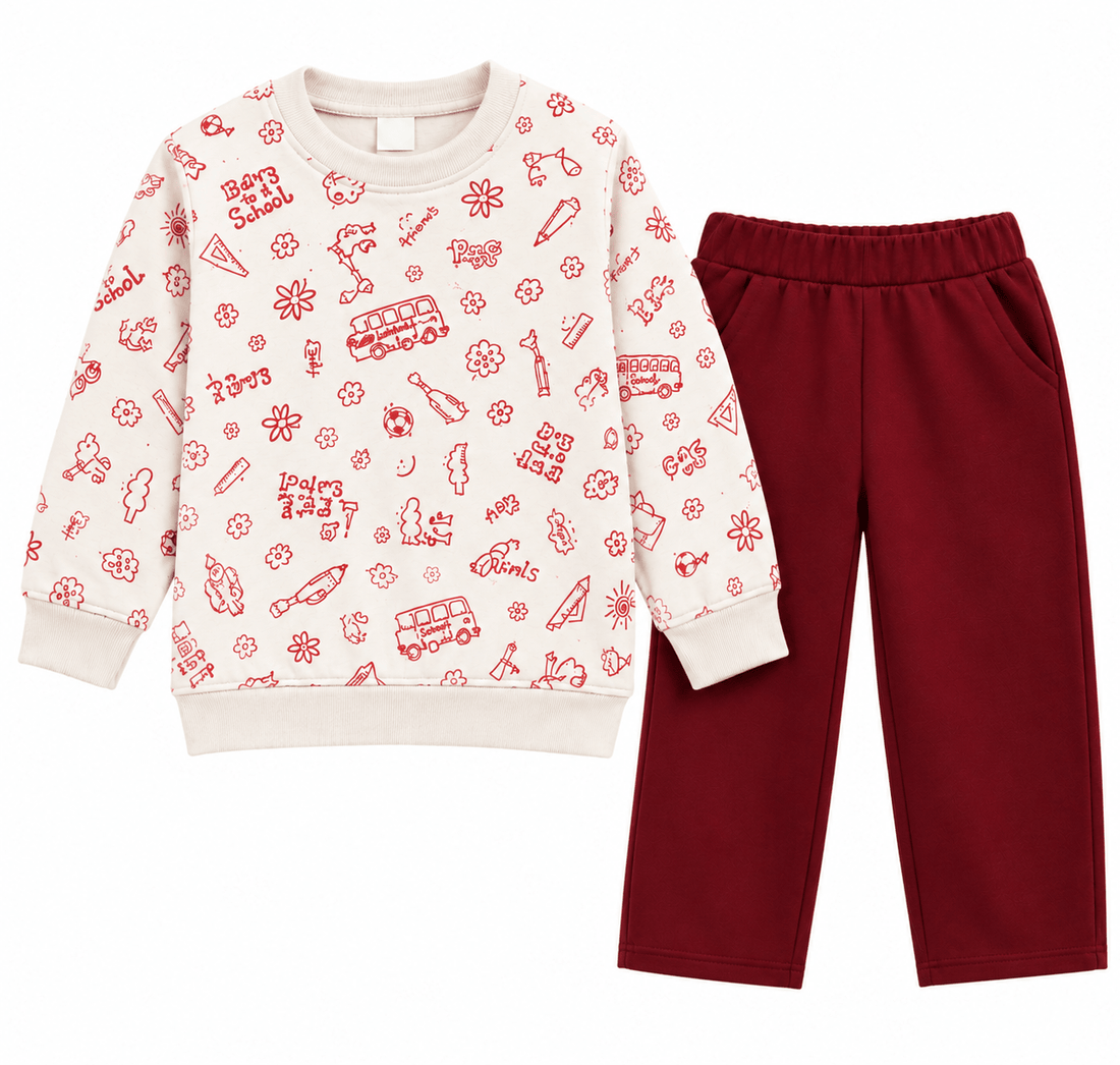 Kids Winter Tracksuit Off white with red PrintApna Bacha (اپنا بچہ)1 Years