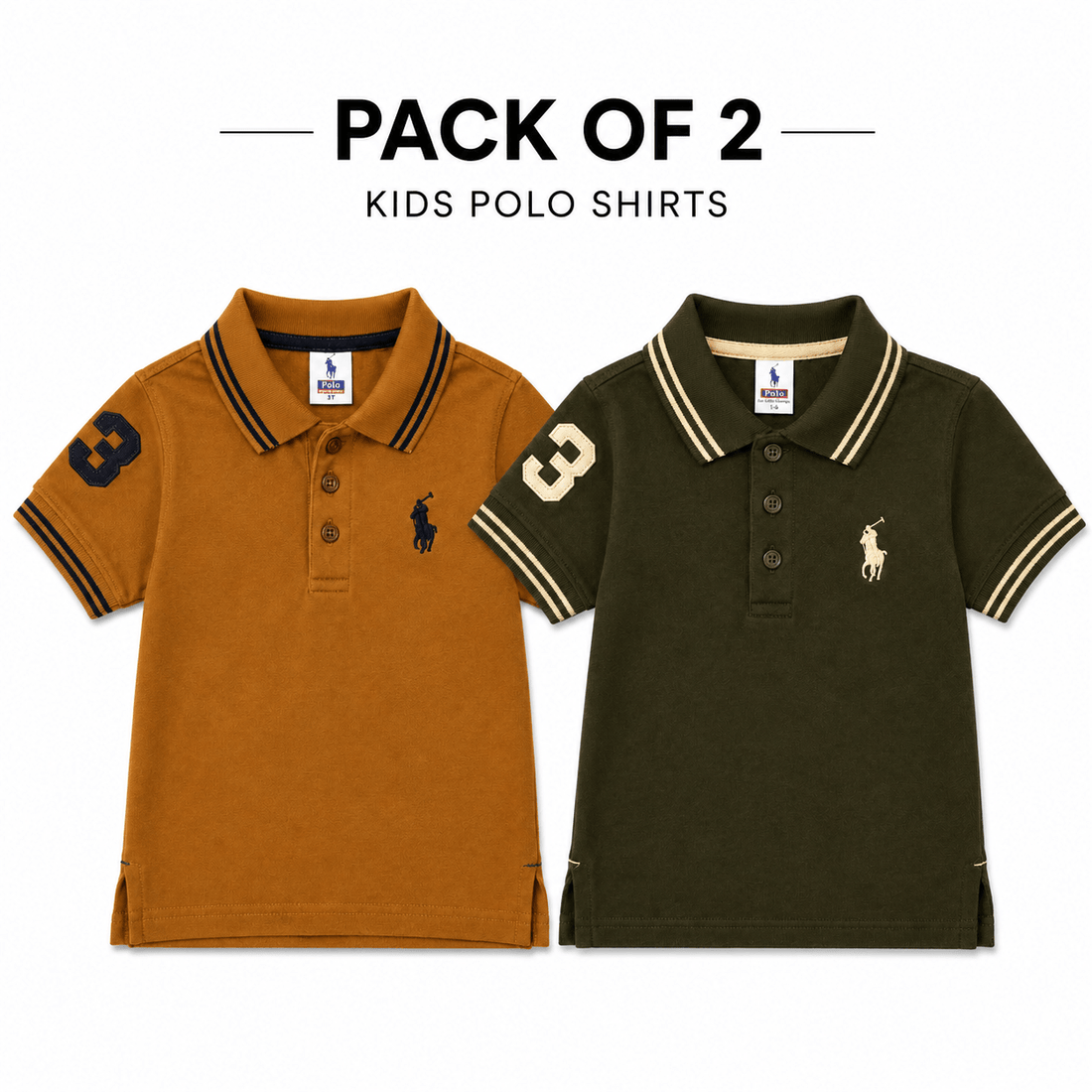 Pack of 2 (Brown & Black) color Polo Shirt for kidsApna Bacha (اپنا بچہ)1 Years