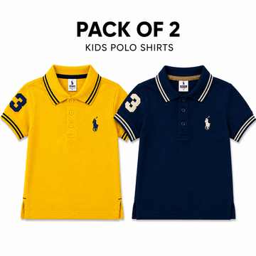 Pack of 2 (Mustard & Navy) color Polo Shirt for kidsApna Bacha (اپنا بچہ)1 Years
