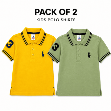Pack of 2 (Yellow & Lemon) color Polo Shirt for kidsApna Bacha (اپنا بچہ)1 Years