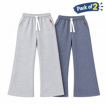 Kids Fleece Wide Leg Trousers (Grey+Barg)