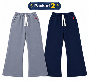 Kids Fleece Wide Leg Trousers (Barg+Navy)